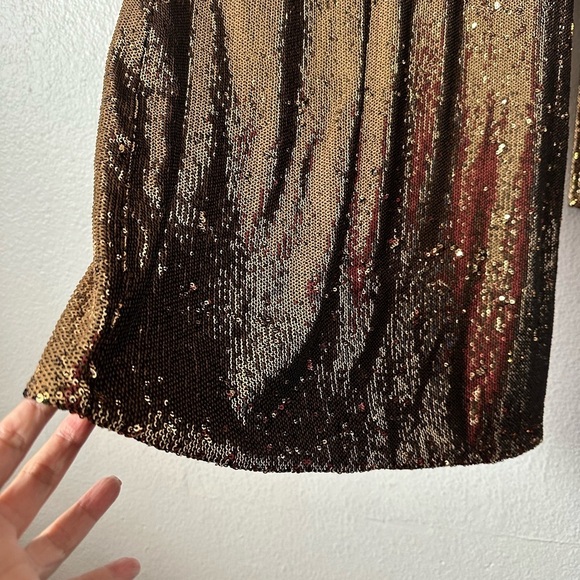 MICHAEL KORS Gold Sequins Long Sleeves Mini Medium Cocktail Dress BNWT - Picture 7 of 8